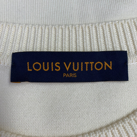 LOUIS VUITTON Size L Beige Knit Cotton Crew Neck T-shirt