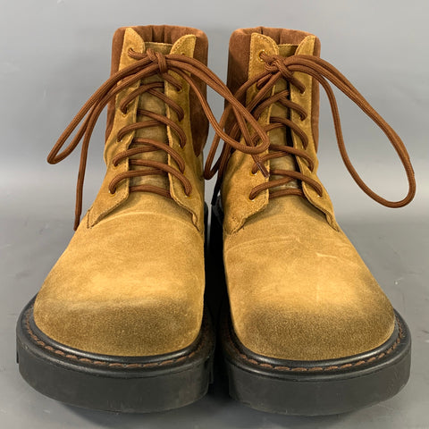 LOEWE Size 9 Brown Camel Suede Lace Up Boots