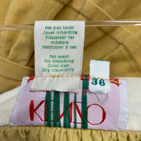 KENZO Size S Yellow Corduroy Layered Side Zipper Skirt