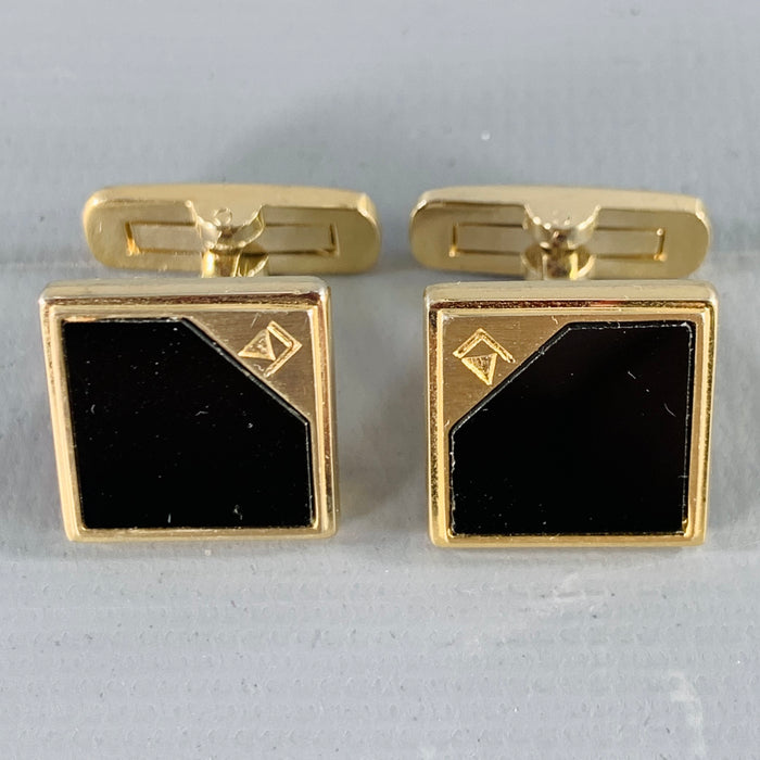 KARL LAGERFELD Gold Black Cuff Links