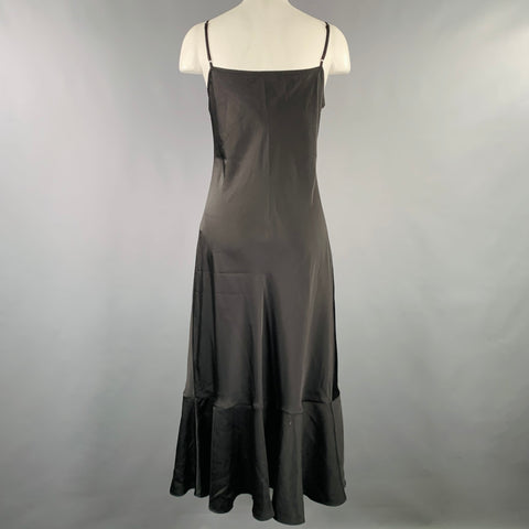 LATTELIER Size M Black Polyester Spaghetti Straps Slip Dress