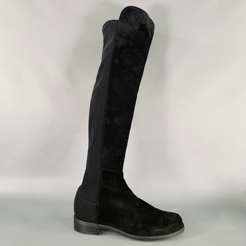 STUART WEITZMAN Size 7.5 Black Suede Knee High Boots