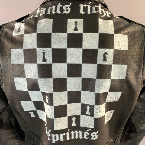 ENFANTS RICHES DEPRIMES ERD SS2017 L Black Graphic Leather Biker Jacket