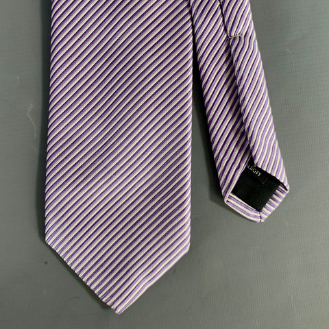 ROBERT TALBOTT Cream Lilac Stripe Silk Tie