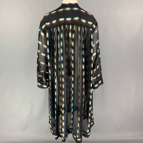 DRIES VAN NOTAN SS 21 Talla 8 Vestido túnica con estampado de seda multicolor negro