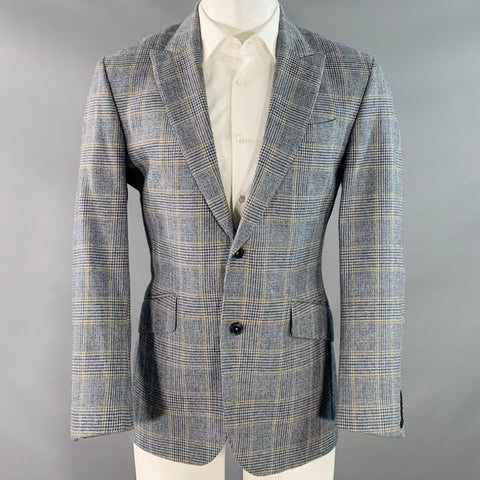 WALKER SLATER Size 40 Regular Blue White Yellow Glenplaid Sport Coat