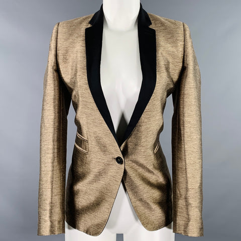 THE KOOPLES Size 4 Gold Black Polyester Blend Single Button Jacket