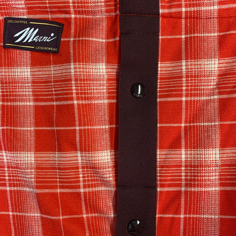 MARNI Size 34 Red White Plaid Viscose Blend Drawstring Casual Pants