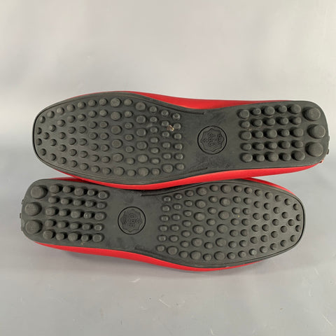 OPP FRANCE Size 7 Red Leather Penny Drivers Loafers