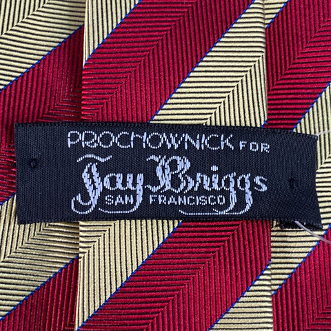 PROCHOWNICK Red Yellow Diagonal Stripe Silk Tie
