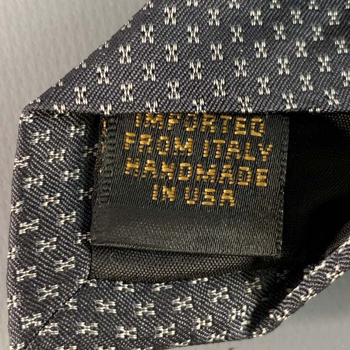 THEORY One Size Black White Dots Silk Jacquard Skinny Tie