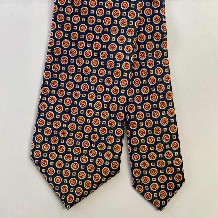 DOLCEPUNTA Navy Gold Floral Silk Tie