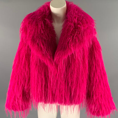 JAYLEY COLLECTION Size M Pink Fuchsia Modacrylic Faux Fur Cropped Coat