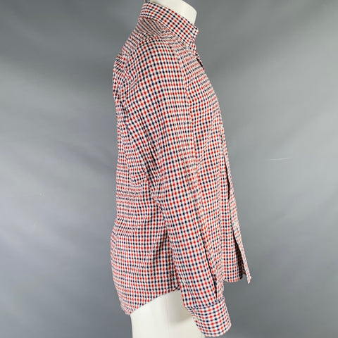 SALVATORE PICCOLO Size M Red White Blue Checkered Cotton Long Sleeve Shirt