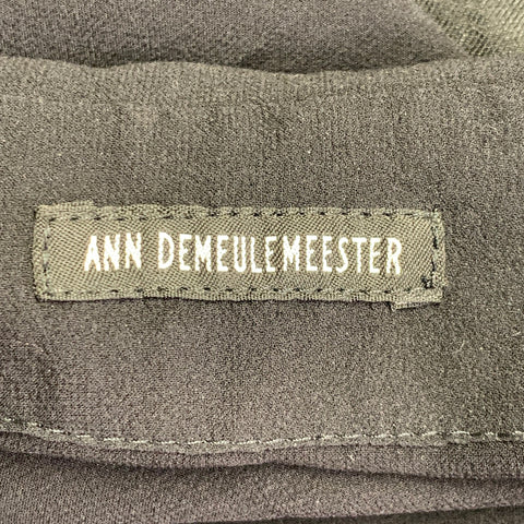 ANN DEMEULEMEESTER Size S Black Linen Blend Stripe Layered Double Breasted Trench Coat