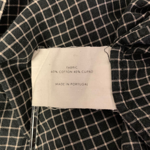 LEMAIRE Size S Black Cream Check Cotton Blend Cutaway Long Sleeve Shirt