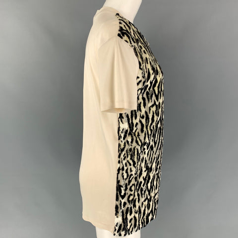 GIAMBATTISTA VALLI Size XS White Black Silk Animal Print T-Shirt