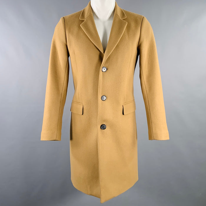 SANDRO Size S Tan Wool Blend Single Breasted Coat