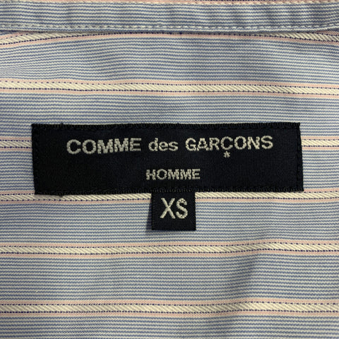 COMME des GARCONS HOMME Size XS Blue White Stripe Contrast Trim Cotton Long Sleeve Shirt