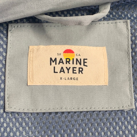 MARINE LAYER Spring 2024 Size XL Blue Grey Color Block Cotton Blend Jacket