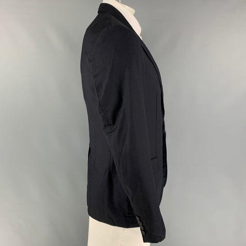 LANVIN Taille 42 Manteau de sport à revers cranté en Cupro bleu marine