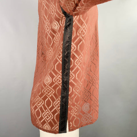 KOCHE' Size M Brown Monogram One Pocket Long Sleeve Shirt
