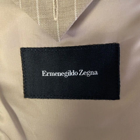 ERMENEGILDO ZEGNA Size 46 Brown Khaki Houndstooth Wool Sport Coat
