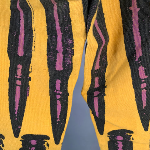 STEPHEN SPROUSE Vintage FW88 Size 31 Yellow Purple Black Bullet Print Cotton Tapered Jeans