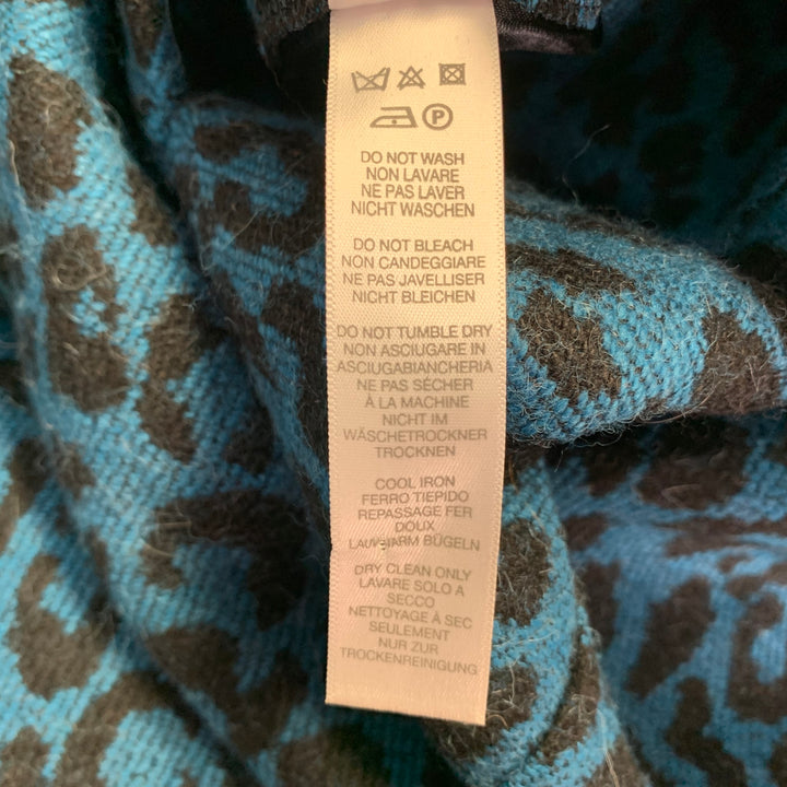 PAUL SMITH Size 42 Blue Black Animal Print Wool Alpaca Coat