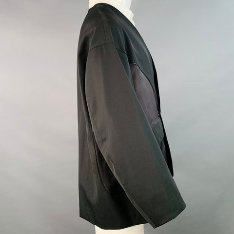 UN3D Size 36 Black Wool Polyester Oversized Layered Floating Vest Jacket