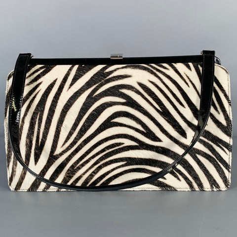 LAMBERTSON TRUEX Brown White Zebra Print Camel Hair Handbag