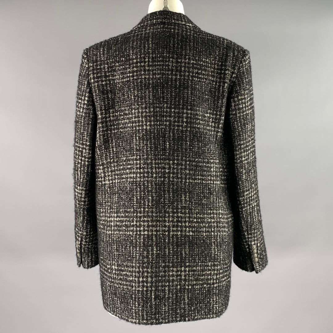 THE KOOPLES Size 6 Black White Wool Blend Notch Lapel Jacket