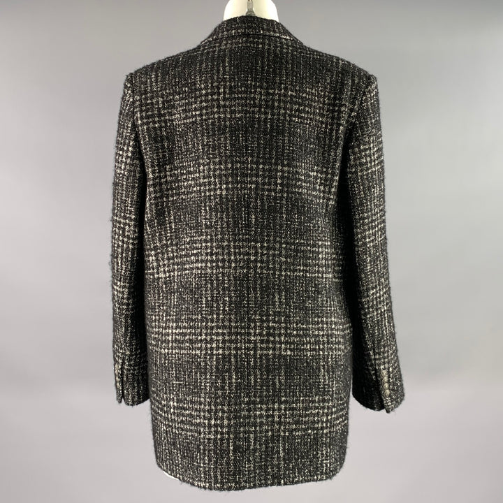 THE KOOPLES Size 6 Black White Wool Blend Notch Lapel Jacket
