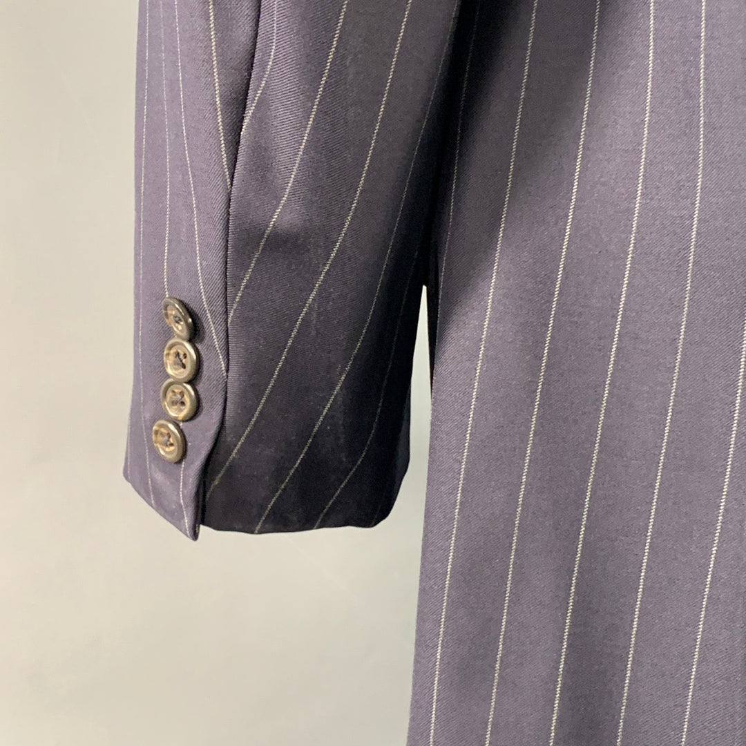 POLO by RALPH LAUREN Size 42 Regular Navy Grey Pinstripe Virgin Wool 3 Piece Suit