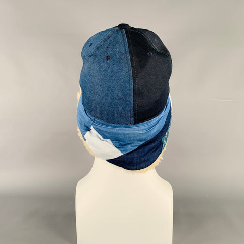 KAPITAL Size 7 1/2 Indigo Mixed Fabrics Patchwork Cotton Hat