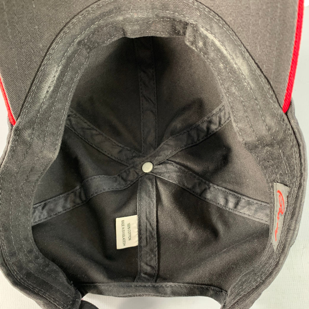 BRIONI One Size Black Red Logo Twill Cotton Baseball Cap Hat