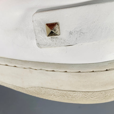 VALENTINO Size 10 White Perforated Leather Lace-Up Sneakers