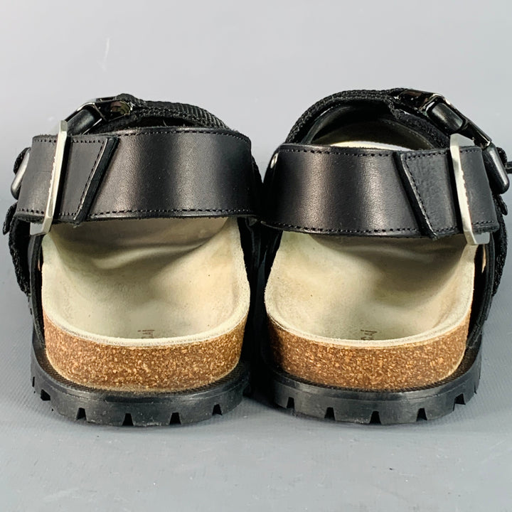 A.P.C. x SACAI Size 11 Jules Black Silver Leather Grommets Sandals