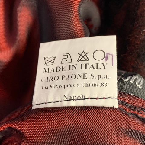 KITON Size 48 Burgundy Black Plaid Cashmere Silk Sport Coat