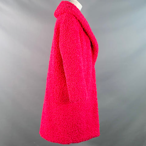ALICE + OLIVIA Size XS Fuchsia Pink Polyester Faux Fur Shawl Collar Teddy Coat