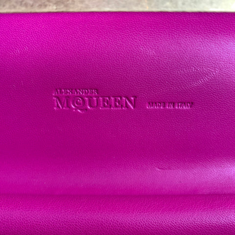 ALEXANDER MCQUEEN Gold Fuchsia Snake Skin Metal Clutch Handbag & Leather Goods