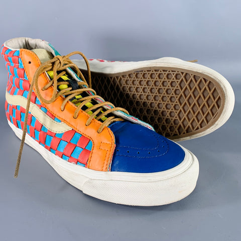 VANS Size 10 50th Anniversary Multi Color Checkered Leather High Top Sneakers