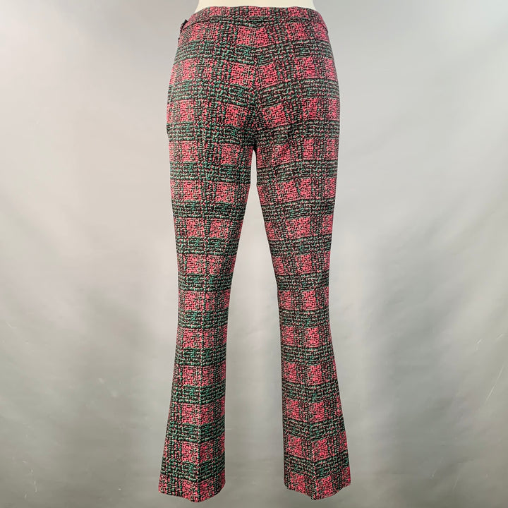 PRADA Size S Pink Teal Geometric Wool Blend Slim Fit Flared Dress Pants
