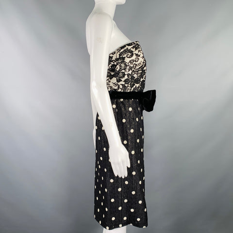 VALENTINO Size M Black White Polka Dot Strapless Dress Jacket Set