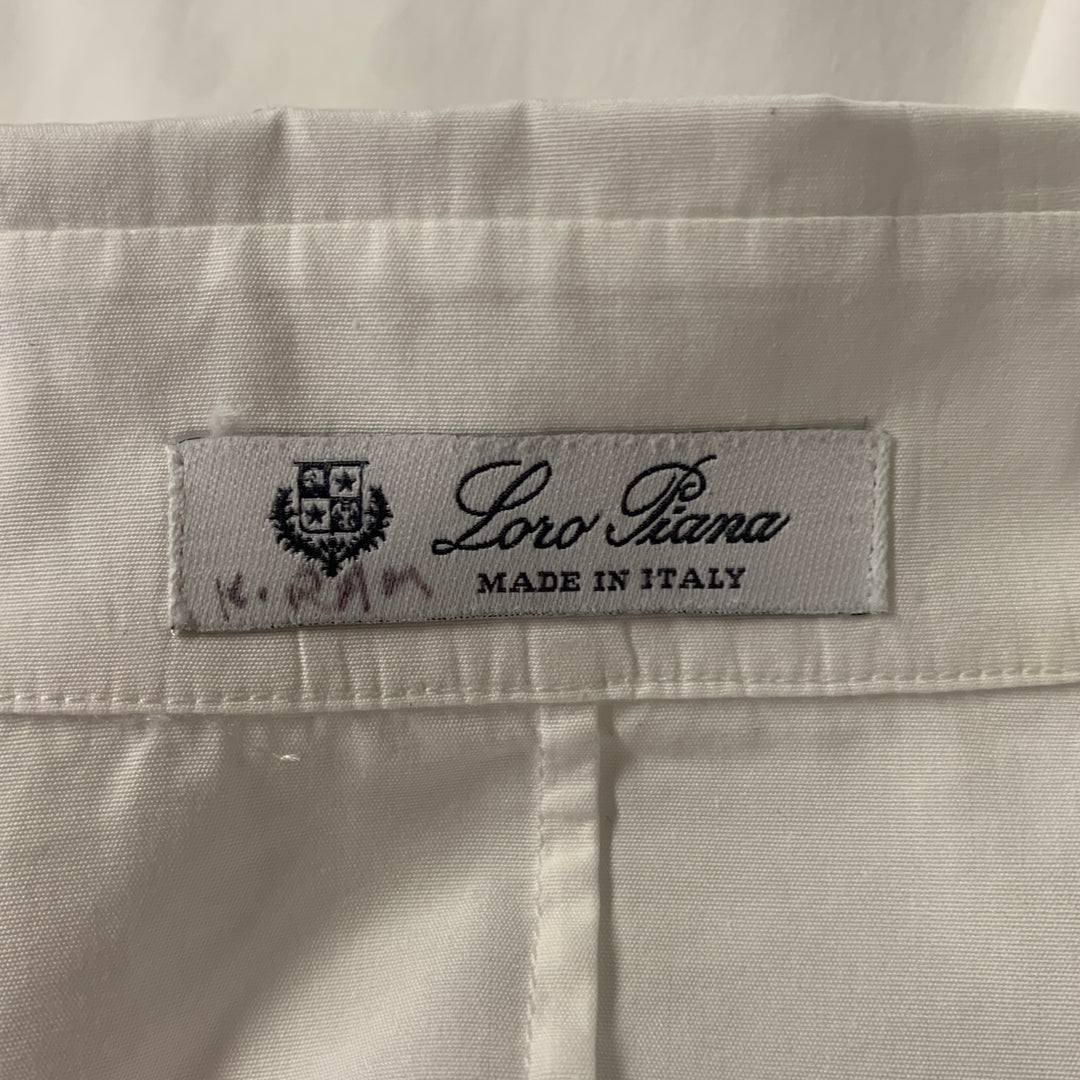 LORO PIANA Size 12 White Cotton Dress Shirt