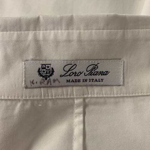 LORO PIANA Size 12 White Cotton Dress Shirt