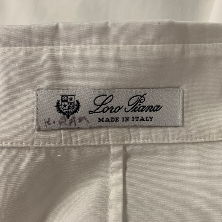 LORO PIANA Size 12 White Cotton Dress Shirt