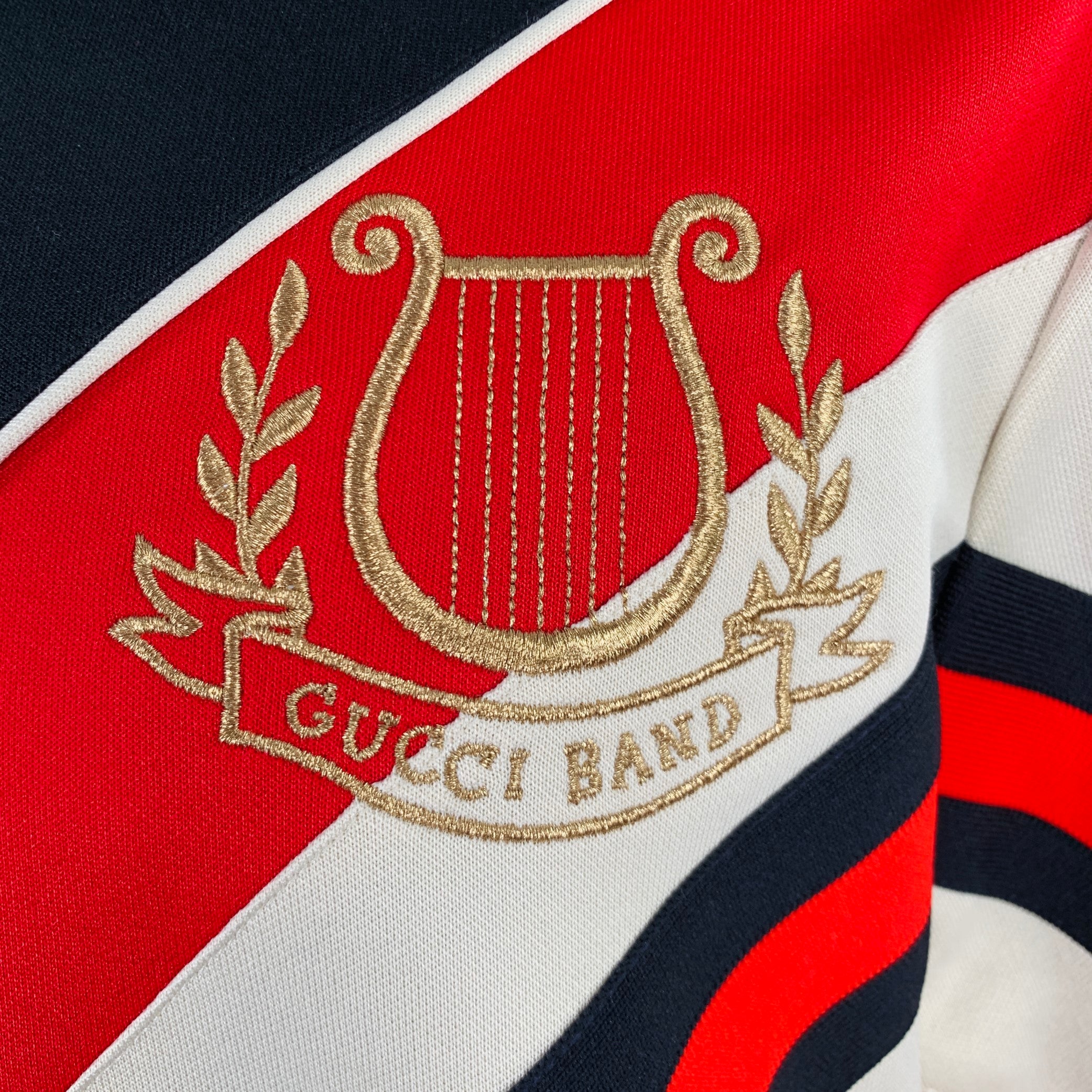 GUCCI 2019 Size S Black Red Embroidery Polyester Cotton Zip Up