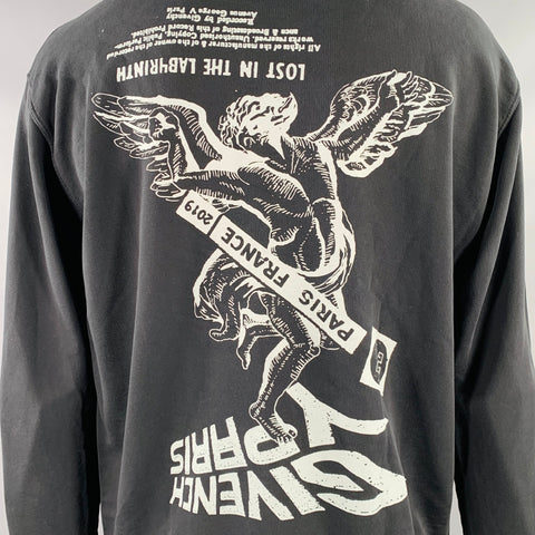 GIVENCHY Size XXL Black Angel Graphic Cotton Crew Neck Sweatshirt