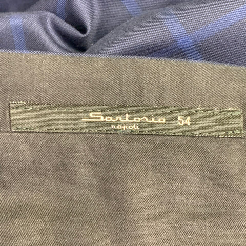 SARTORIO Costume croisé en laine à carreaux fenêtre bleu, taille 44